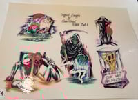 Image 1 of 1991 Creepy Graveyard Vtg Colin Creed Tattoo Flash sheet
