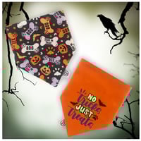 Image 1 of Trick or Treat and No Tricks Just Treats Reversible Bandana
