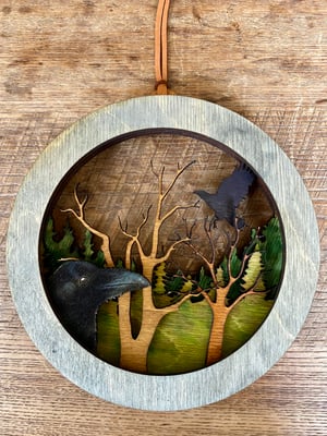 Image of Layered Wood Nature Scenes - Ravens