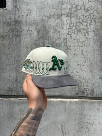 Image 1 of GRAY SUEDE BRIM MULTI TONE OAKLAND ATHLETICS CUSTOM FITTED CAP