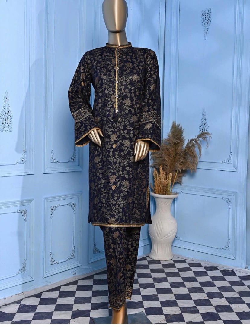Bin Saeed gold print blue 