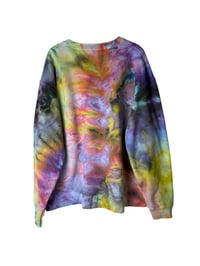 Image 3 of XL Unisex Ring Spun Cotton Blend Crew Sweatshirt in Watercolor Ice Dye