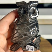Image 2 of Silver Sheen Obsidian Owl