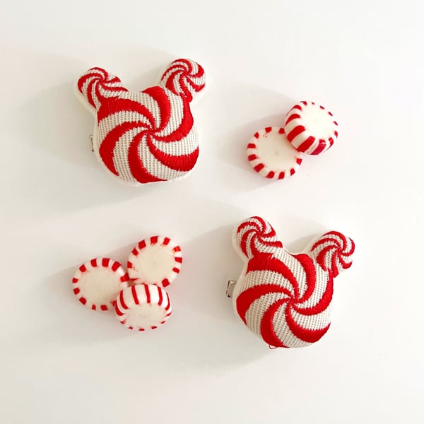 Image of Mickey Puffy Peppermint Swirl Hair Clip
