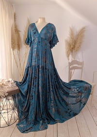 Image 1 of Boho maxi dress for photoshoot | Lorette | size S-M-L | turquoise | photo props