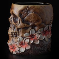 Image 2 of LEI’D TO REST Limited Edition 20oz Tiki Mug - Red Flowers from Trevor Foster Studio