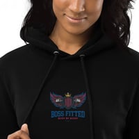 Image 3 of BOSSFITTED Black Neon Pink and Blue Embroidered Logo Hoodie Dress