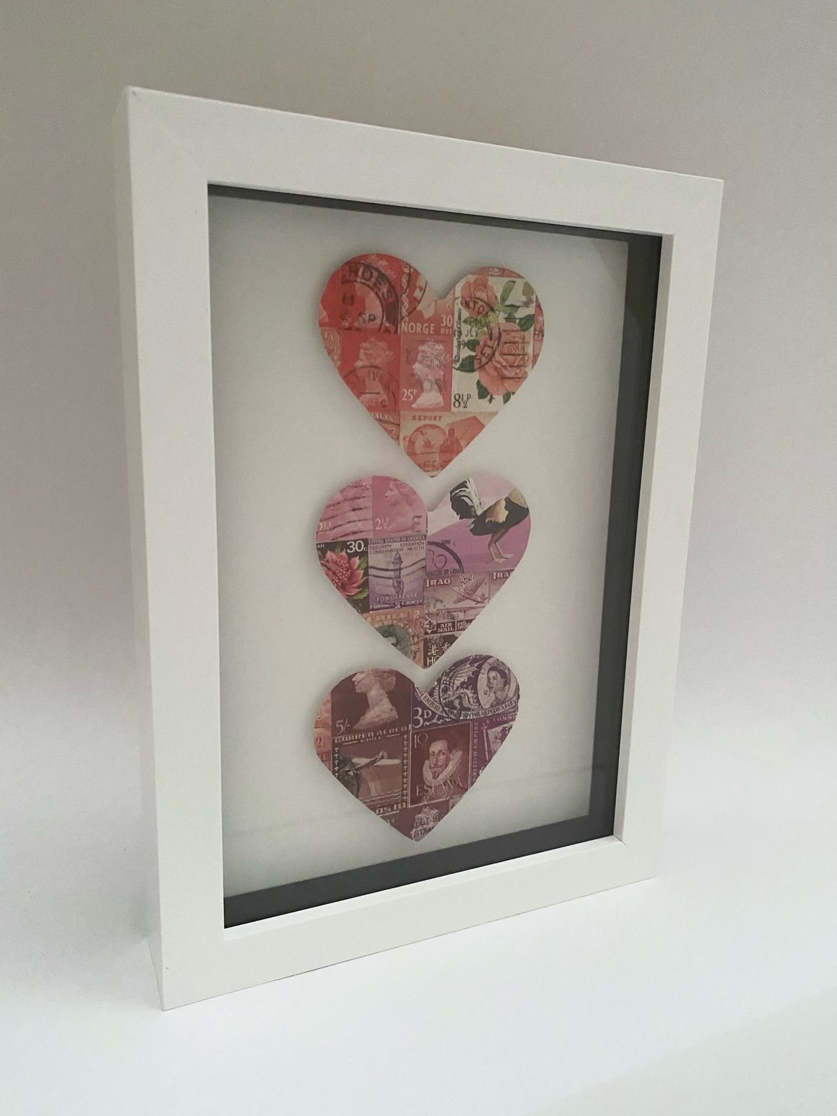 Sent with Love postage stamp hearts original artwork