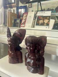 Image 3 of Pair of Balinese Carved Hardwood Busts