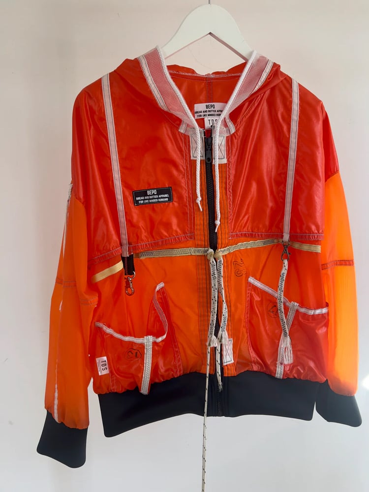 Orange Hooded Parachute Jacket Image 3