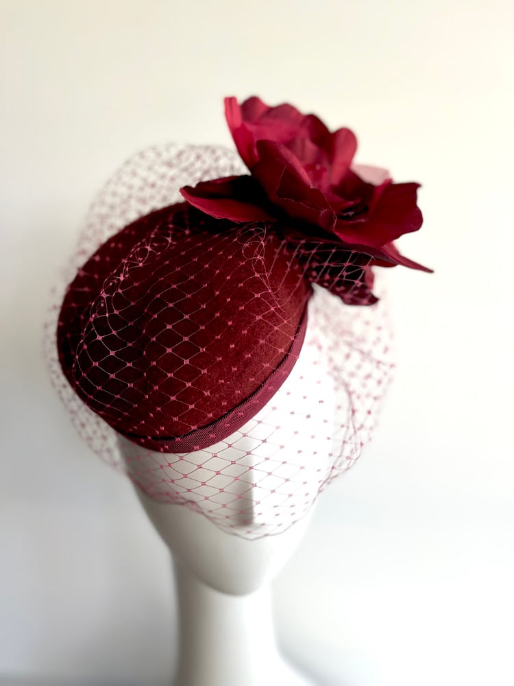 Image of Burgundy felt button 