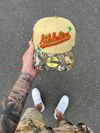 Image 1 of REAL TREE BRIM OAKLAND ATHLETICS CUSTOM FITTED CAP
