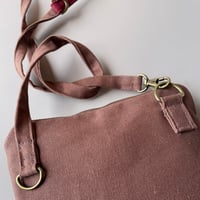 Image 4 of Strip Zippertop Brown Canvas Crossbody Purse