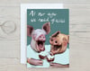 Pigs with glasses, greeting card