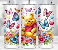 Pooh bear butterfly 20oz subliamtion tumbler
