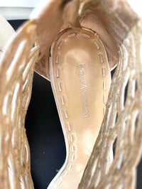 Image 3 of Enzo Angiolini white leather wedge sandal with lattice ankle straps