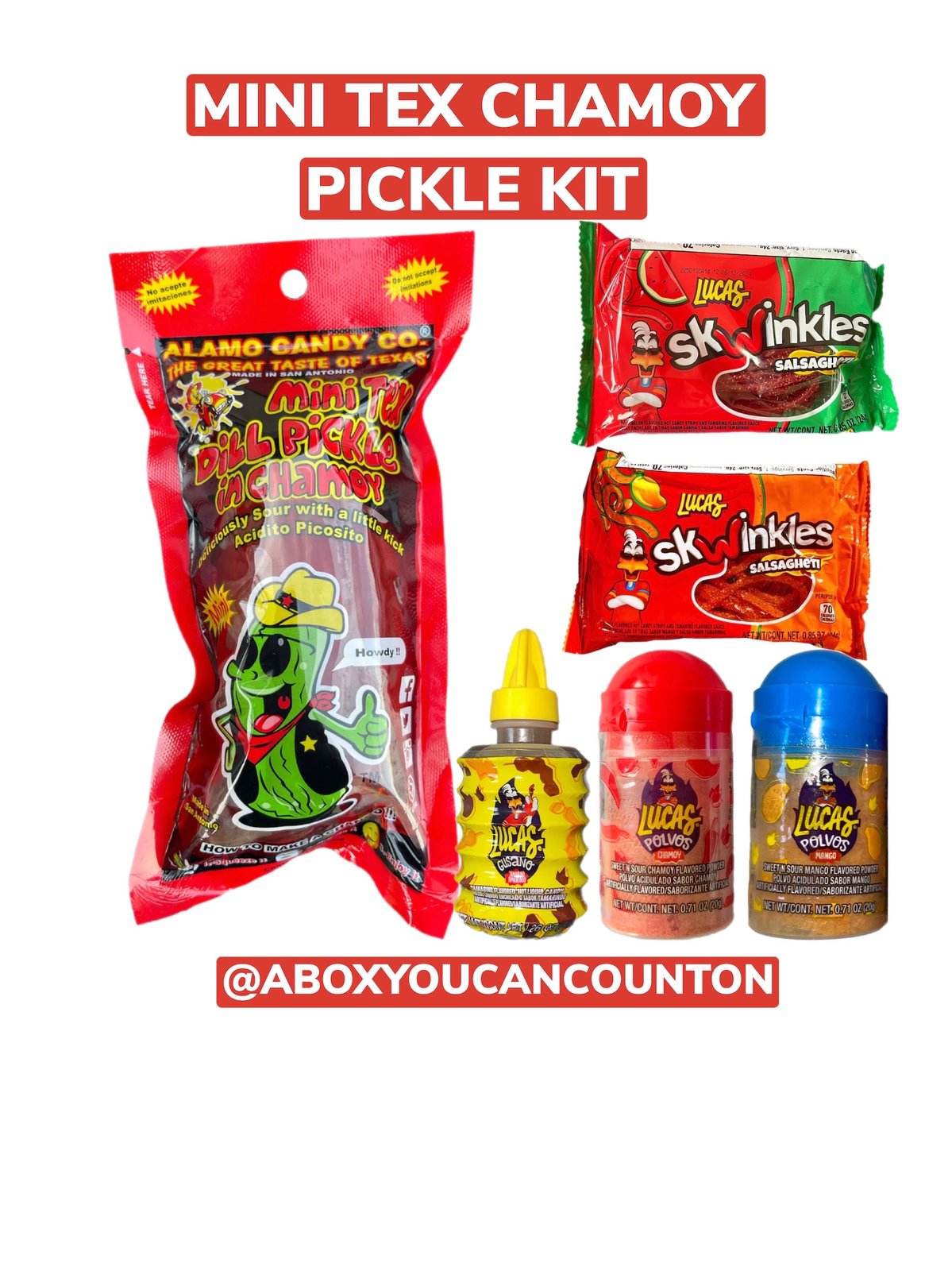 Mini Tex Chamoy Pickle Kit-6 Items | A Box You Can Count On