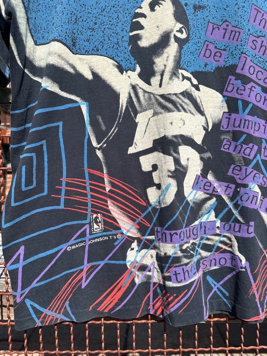 Image of 90s Magic Johnson T’s MAGIC JOHNSON LOS ANGELES LAKERS All-Over-Print Tee, SIZE: XL