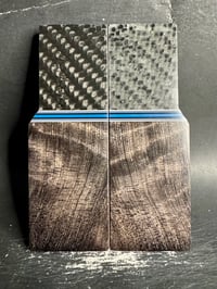 Image 2 of GLOW Carbon Fiber & Curly Redwood Segmented Knife Scales