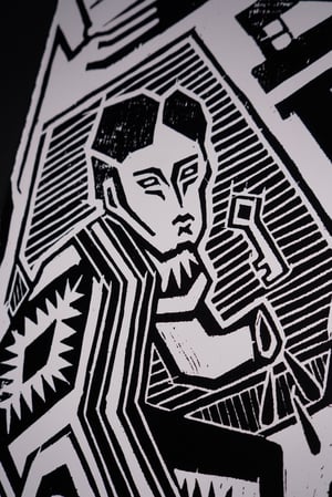 Image of ‚Der Heimatlose‘ woodcut print