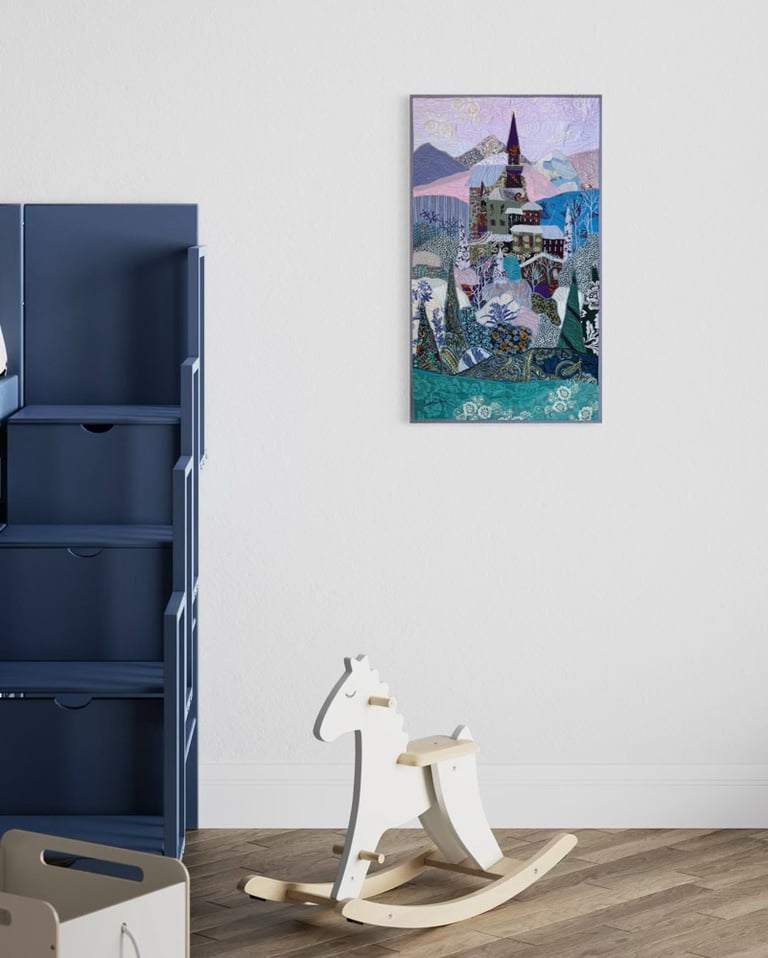 Elsa's Castle - art quilt painting, 77х45 cm Image 18