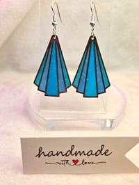 Image 1 of Handcrafted Resin Art Deco Shades of Blue Earrings 