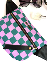 Image 2 of Purple & green checkered crossbody 