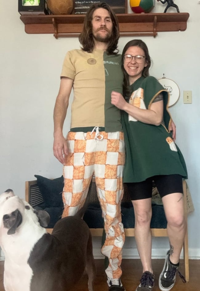 70s quilt ghost sleeveless sweatshirt, size 3X