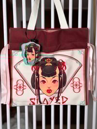 Image 6 of She slayed ribbon tote bag