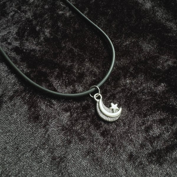 Image of Moon And Star Choker Necklace