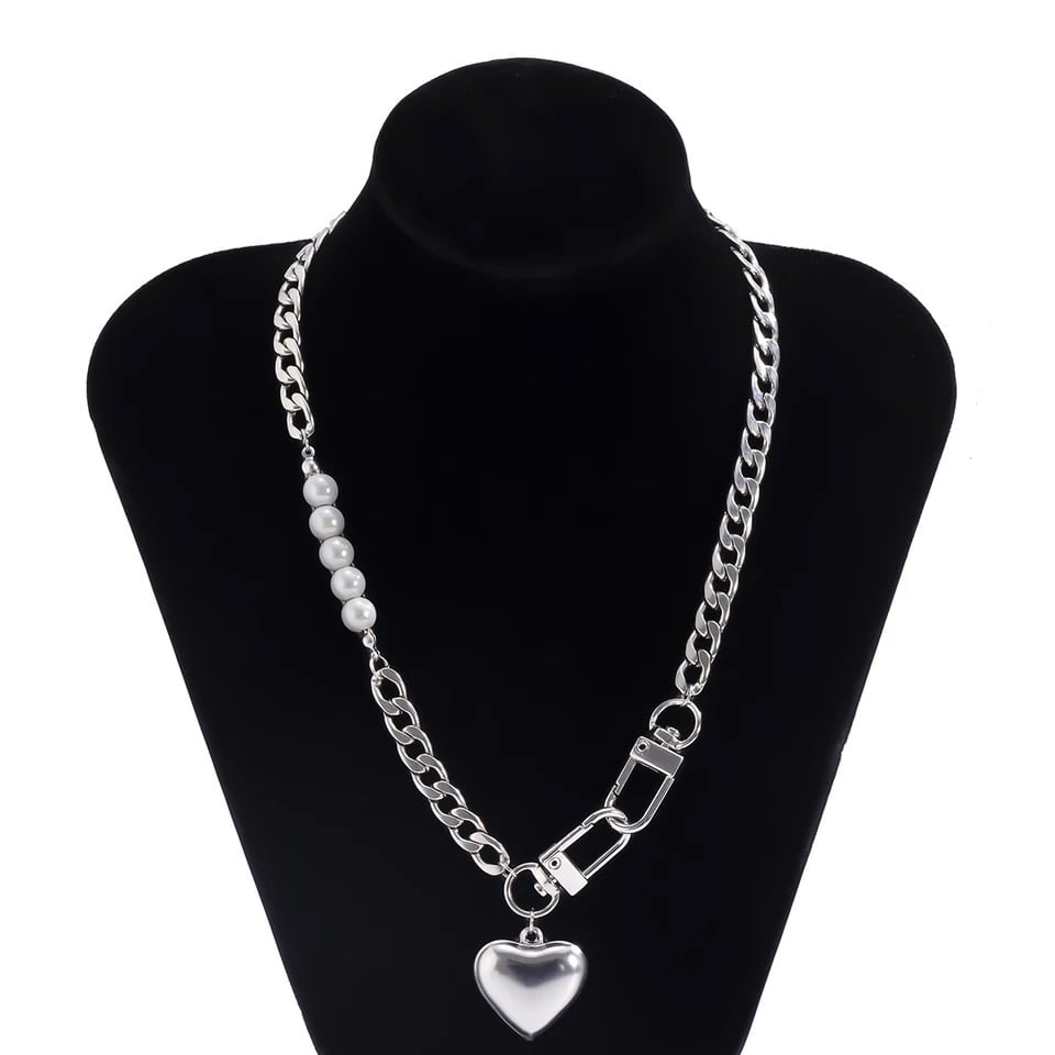 Image of Eros Chunky Love Heart Necklace - Stainless Steel