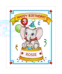 Image 1 of Retro Circus Elephant Customized Birthday Print (8x10)