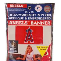 Image 2 of Los Angeles Angels Banner 3' x 2' Embroidered Heavyweight Nylon Red MLB