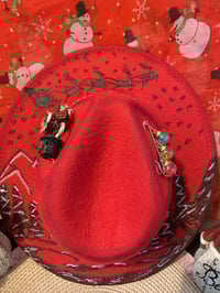 Image 2 of "Home for Christmas" Hand-Burned Narrow Brim Christmas Hat
