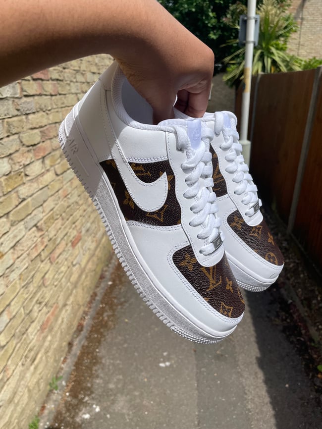 Custom Hand Louis Vuitton LV Leather Nike Air Force 1