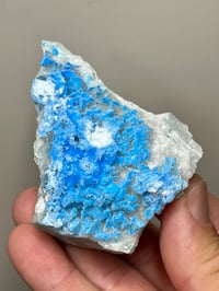 Image 3 of Rare Cyanotrichite On Green Fluorite Matrix Specimen | Guizhou China #2873