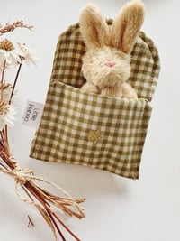 Image 1 of Tiny Plush bunny - Green Gingham