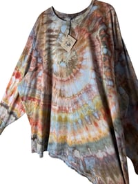 Image 9 of 4XL Unisex Adult Soft Long Sleeve Tee in Earthy Ammonite Spiral Ice Dye