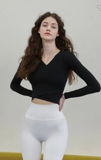 Image 1 of Pilates Banded Wrap Crop Tee- Basic 