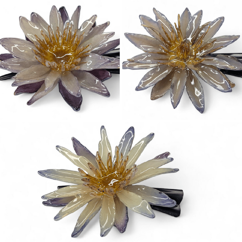 Image of Waterlily Hair Clip (Blues & Purple)