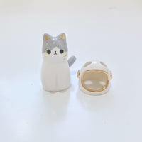 Image 3 of Gray and white astronaut cat ceramic figurine