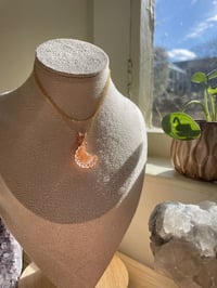 Image 1 of Gold Fire Quartz Moon  Crystal Necklace