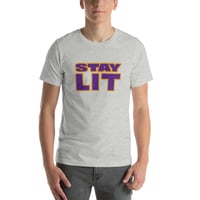 Image 4 of STAY LIT PURPLE/ORANGE Short-Sleeve Unisex T-Shirt
