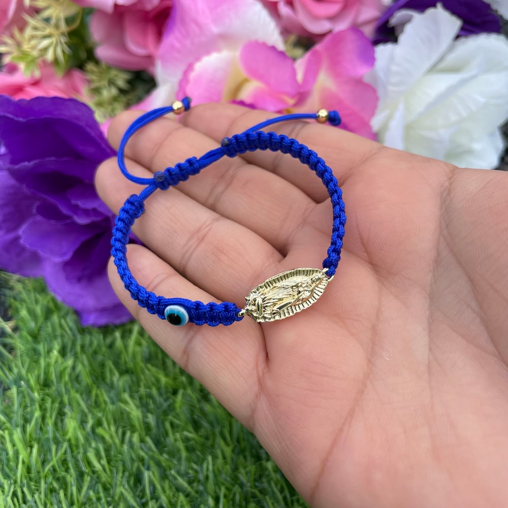 Virgencita blue bracelet with Evil eye