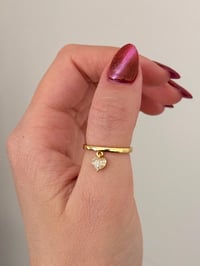 Image 2 of Big Heart Charm Ring (Adjustable)