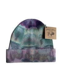 Image 4 of Adult Knit Cuff Beanie in Muted Cool Ice Dye