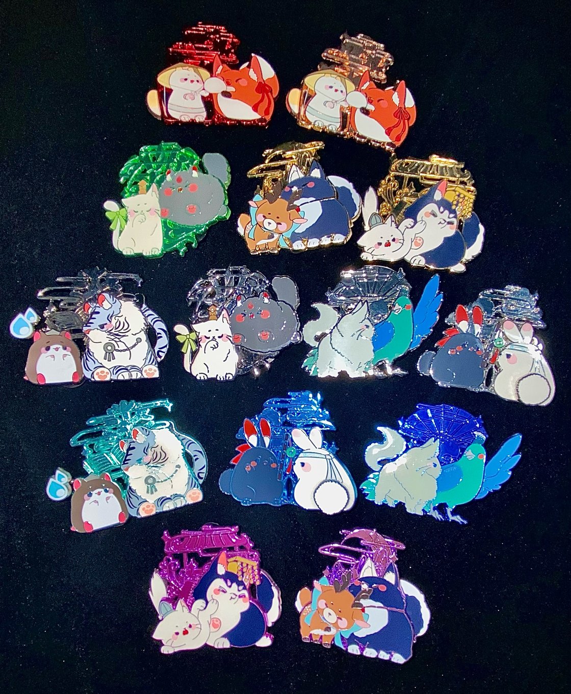 Image of Danmei Bouncy Tails Enamel Pin Set [IN HANDS]