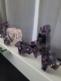 Image 3 of Epoxy Resin Art Heartbeat Crystal Decor with Rose Quartz & Amethyst 