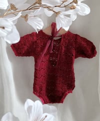 Image 3 of Newborn bodysuit for photo shoots | Christmas | burgundy |  Favianna