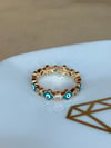 S5 Star Teal Protect Me Evil Eye 14K Gold Plated Ring